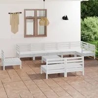 Set Salotto da Giardino 10 pz in Legno Massello di Pino Bianco 3082910