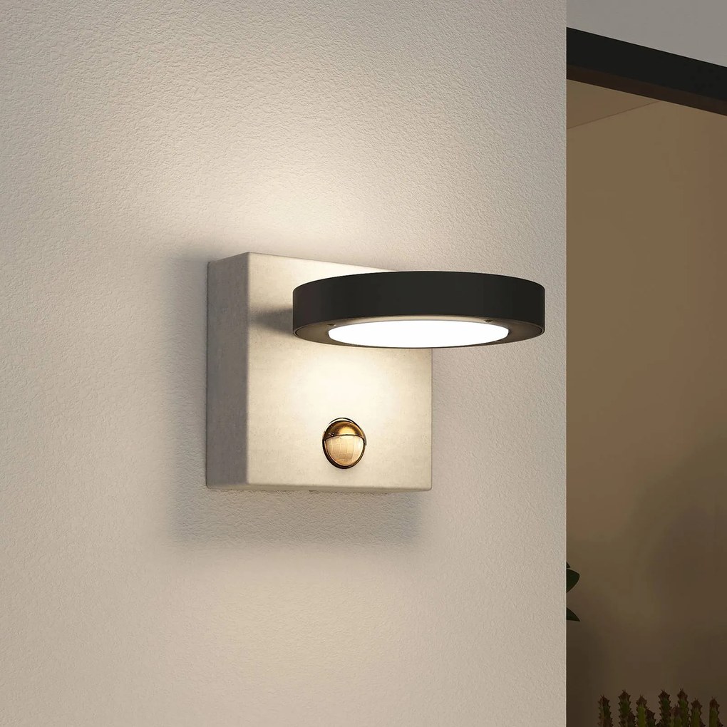 Lucande Belna applique LED esterni grigio, sensore