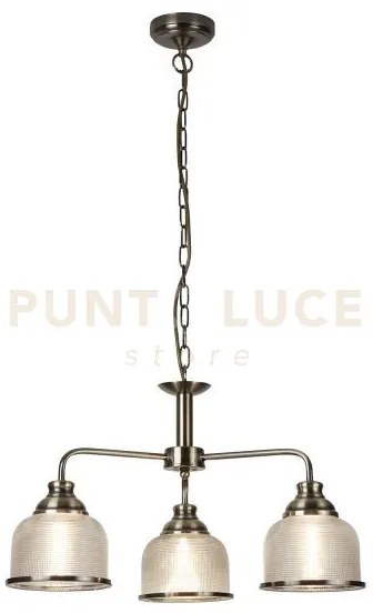 Bistro ii 3lt pendant-ottone antico e vetro stile holophane
