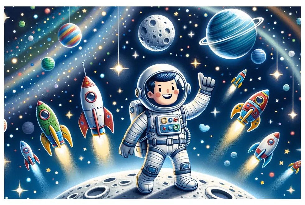 Quadro su tela – Piccolo astronauta in missione avventurosa