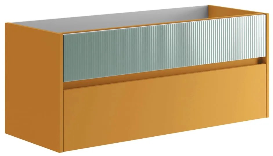 Mobile da bagno sospeso sotto lavabo L 119.5 x H 50 x P 45.5 cm verde opaco, 2 cassetti Niwa