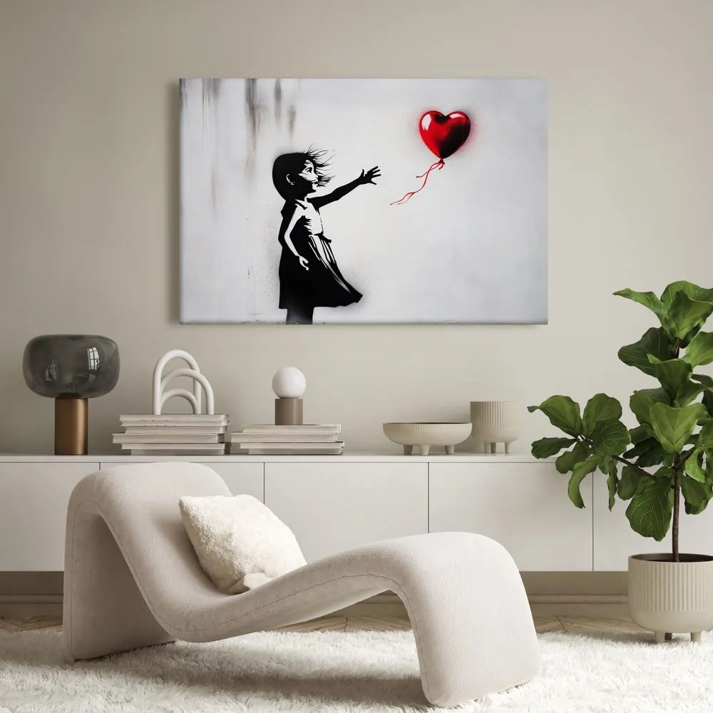 Quadro su tela – Ragazza e cuore volante