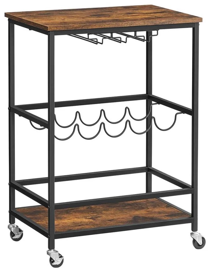 Tavolino da servizio per bottiglie e bicchieri MARGE marrone/nero