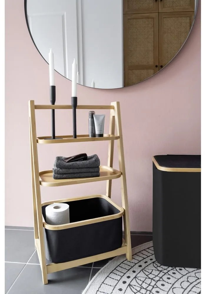 Mensola da bagno in bambù nero/naturale 44x80 cm Ecori - Wenko