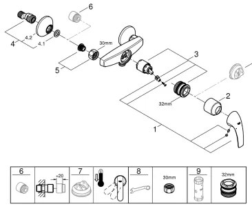 GROHE 23631000 - BAUCURVE Miscelatore doccia 150 mm, cromo lucido