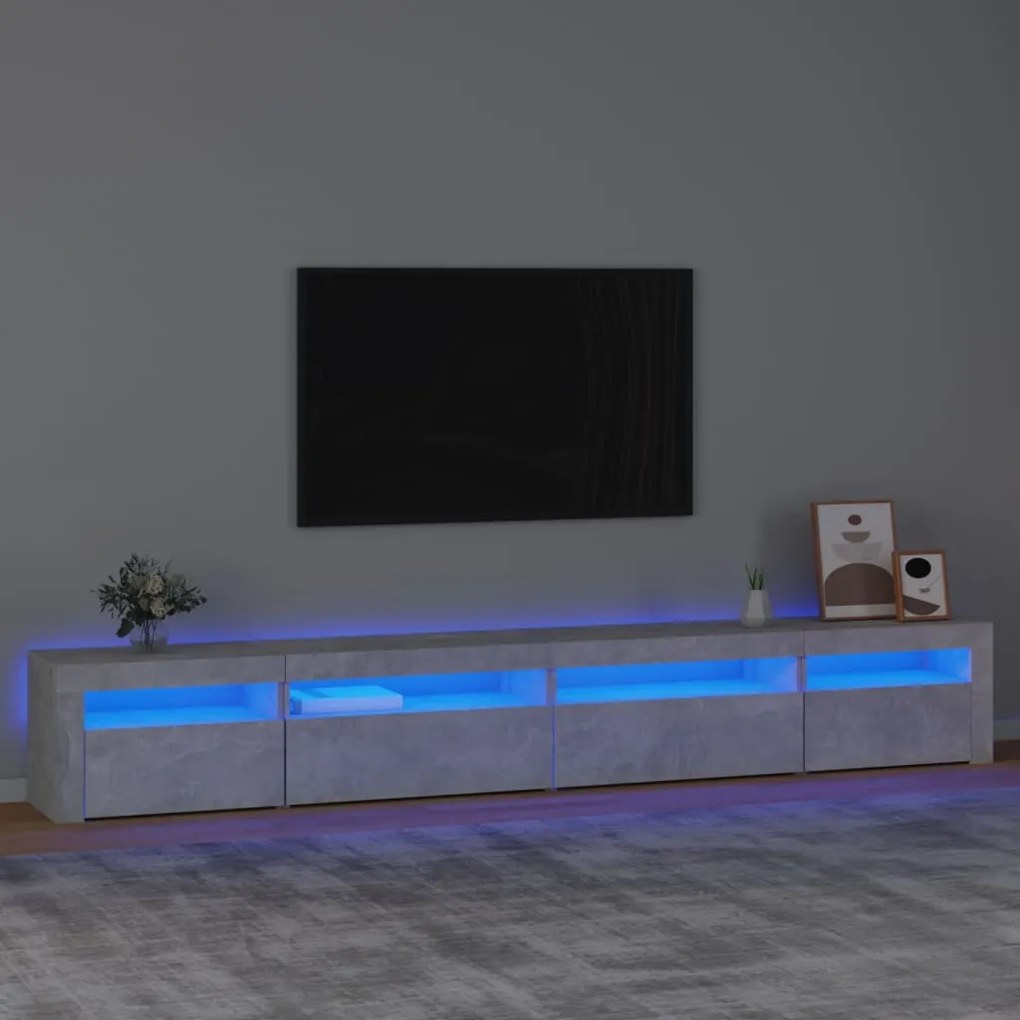Mobile Porta Tv Con Luci Led Grigio Cemento 270x35x40 Cm /