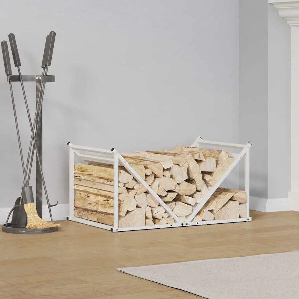 Rastrelliera Per Legna Da Ardere Bianca 70x43x34,5 Cm /