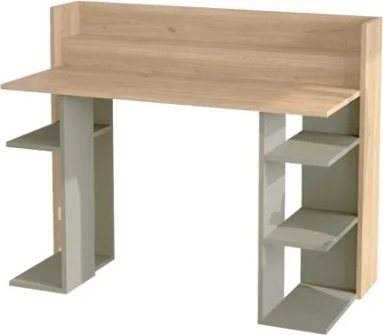 Scrivania Moderna Porta PC 120x58x98 Con Ripiani Laterali Pixel Rovere E Verde