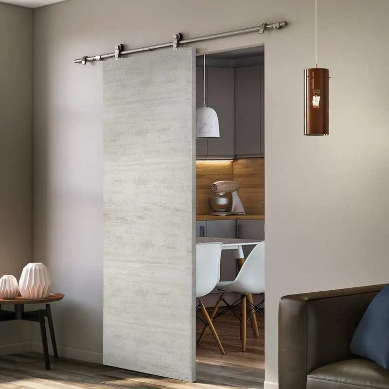 Porta scorrevole reversibile Beton in mdf grigio, L 93 x H 212 cm, con binario Toledo