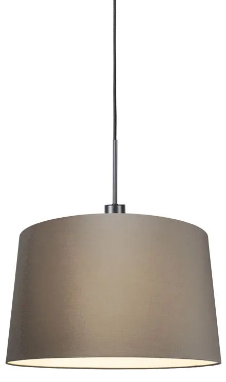 Lampada a sospensione moderna nera con paralume 45 cm color tortora - Combi 1