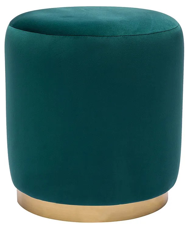 Pouf rotondo in velluto blu petrolio e metallo dorato D40 cm AMAYA