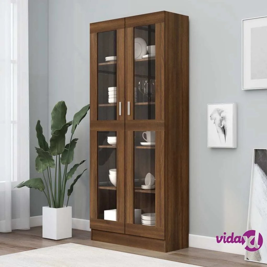 vidaXL Mobile Vetrina Rovere Marrone 82,5x30,5x185,5 Legno Multistrato