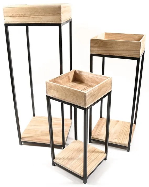 Vaso fioriera stile industrial  in legno  H