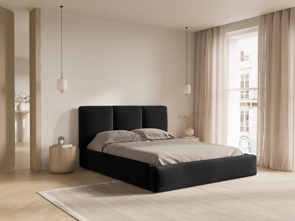 Letto contenitore Nicolas con testiera in velluto – 160x200 cm