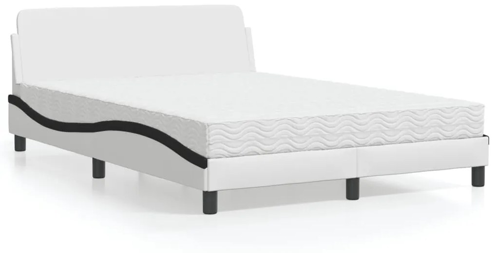 Letto Con Materasso Bianco E Nero 140x200 Cm İn Similpelle /