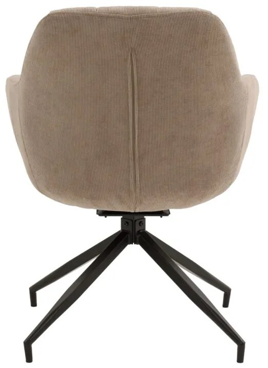 Set di poltroncine girevoli STONESTOWN in tessuto beige e gambe in metallo nero, con braccioli