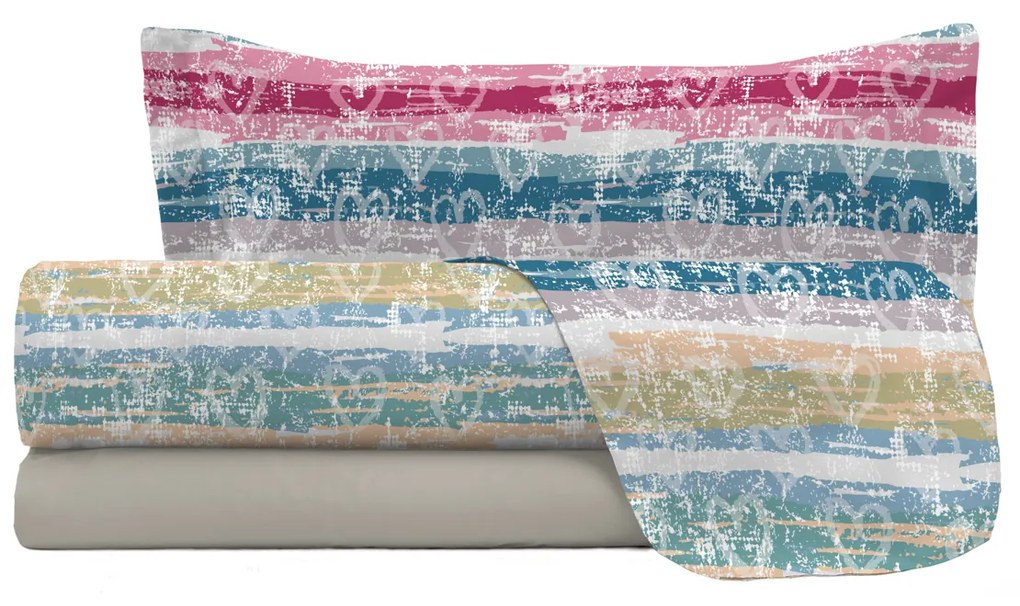 Completo letto 1 piazza e mezza Lovelines cuori Datex