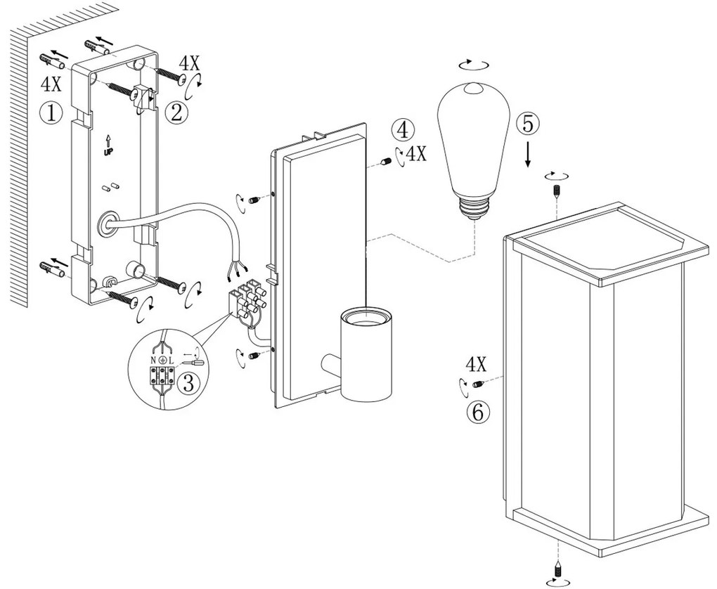 Applique Nera E27 IP54 per Esterni - Serie PRISM