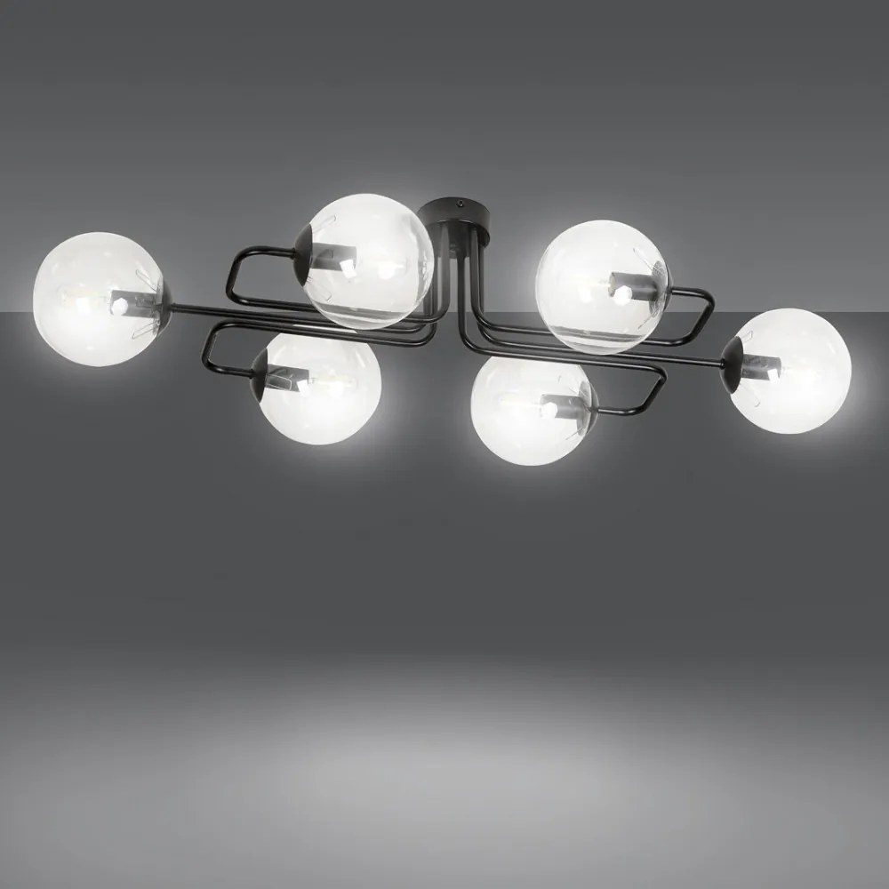 Lampadario da soffitto BRENDI 6 in acciaio e vetro 6xE14 Colore del corpo Trasparente