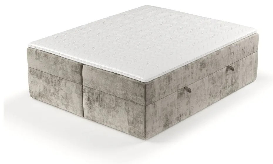 Letto boxspring marrone chiaro con contenitore 180x200 cm Yoko - Maison de Rêve