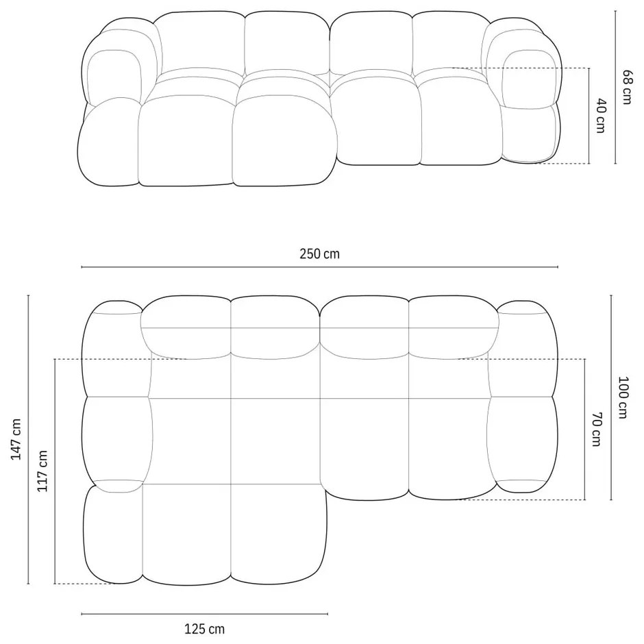 Divano angolare azzurro (con penisola a sinistra/con chaise lounge) Loretto – Cosmopolitan Design