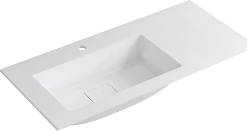 Lavabo a incasso rettangolare vasca a sinistra L 100.5 x H 15 x P 46 cm in resina bianco opaco