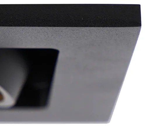 Set di 6 faretti da incasso neri rettangolari a 2 luci - Qure