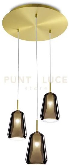 X-ray lampadario rettangolare a sospensione 3 luci vetri alti bron...