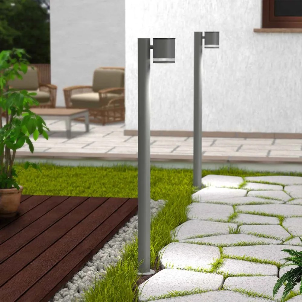 Paletto da Giardino Solare Grigio da 100cm, IP54 in Alluminio Colore  Bianco Naturale 4.000K