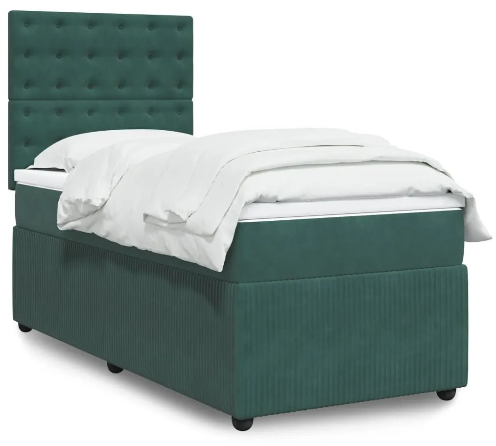 Giroletto A Molle Con Materasso Verde Scuro 100x200 Cm Velluto /
