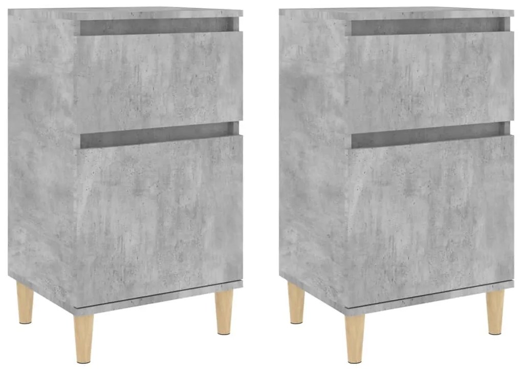 Comodini 2 pz Grigio Cemento 40x35x70 cm