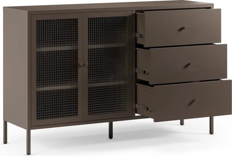 Vetrina grigia in metallo 140x90x40 cm Layna – Marckeric