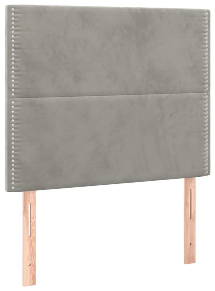 Giroletto a molle con materasso grigio chiaro 80x200 cm velluto