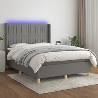 Letto a Molle Materasso e LED Grigio Scuro 140x190cm in Tessuto 3139030