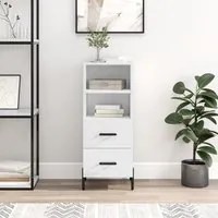 Credenza Bianco Lucido 34,5x34x90 cm in Legno Multistrato 828678