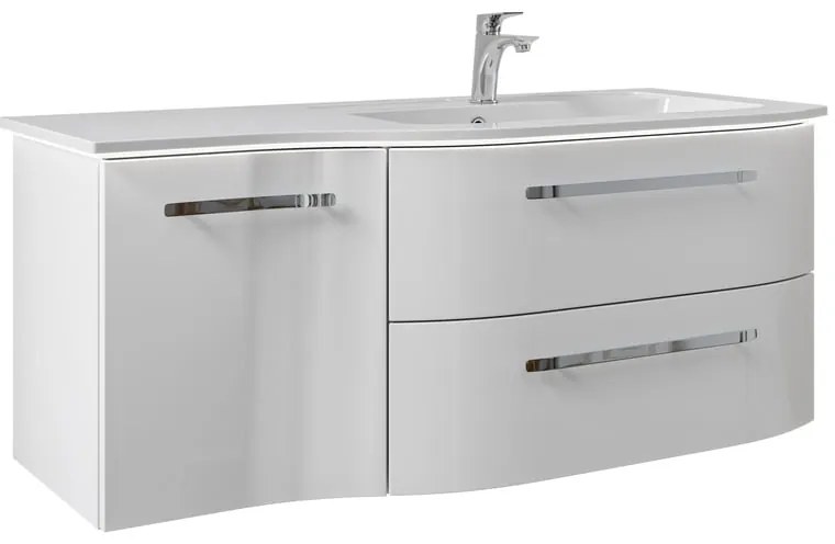 Mobile da bagno sospeso sotto lavabo L 120 x H 48 x P 48 cm bianco lucido, 2 cassetti, 1 anta PELIPAL Contea