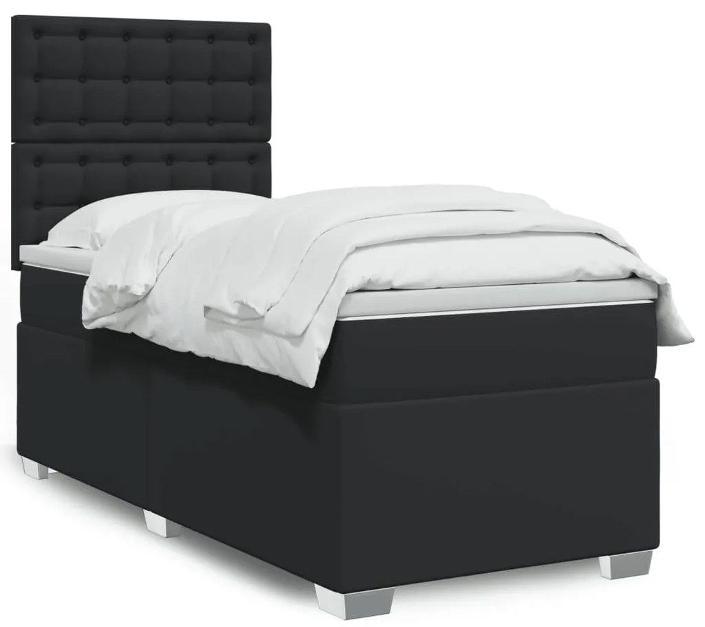 Giroletto A Molle Con Materasso Nero 100x200 Cm İn Similpelle /