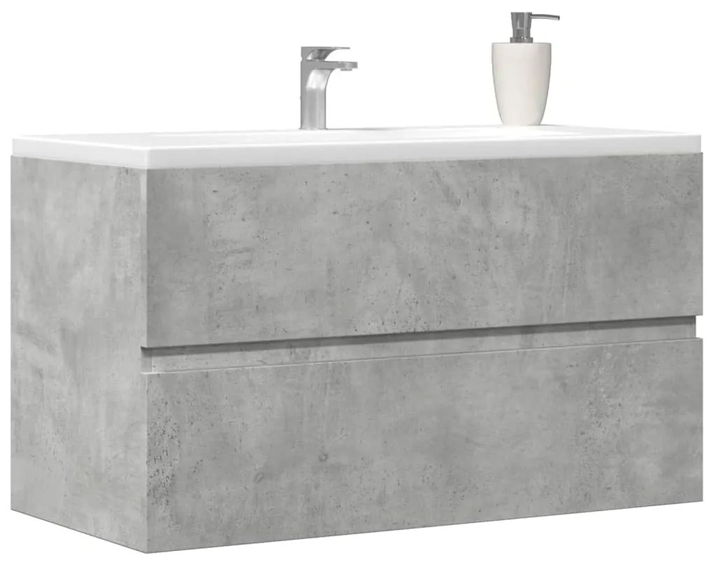 Mobile Lavabo Grigio Cemento 90x38,5x45 Cm İn Legno Multistrato /