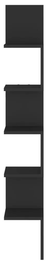 Scaffale angolare da parete nero 20x20x127,5 cm in truciolato