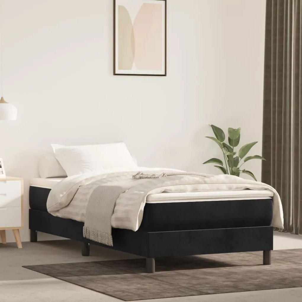 Materasso A Molle Insacchettate Nero 80x200x20 Cm İn Velluto /