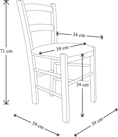 Sedia in legno seduta in paglia MEZZANA Ciliegio 71x39x39 cm seduta H39 cm