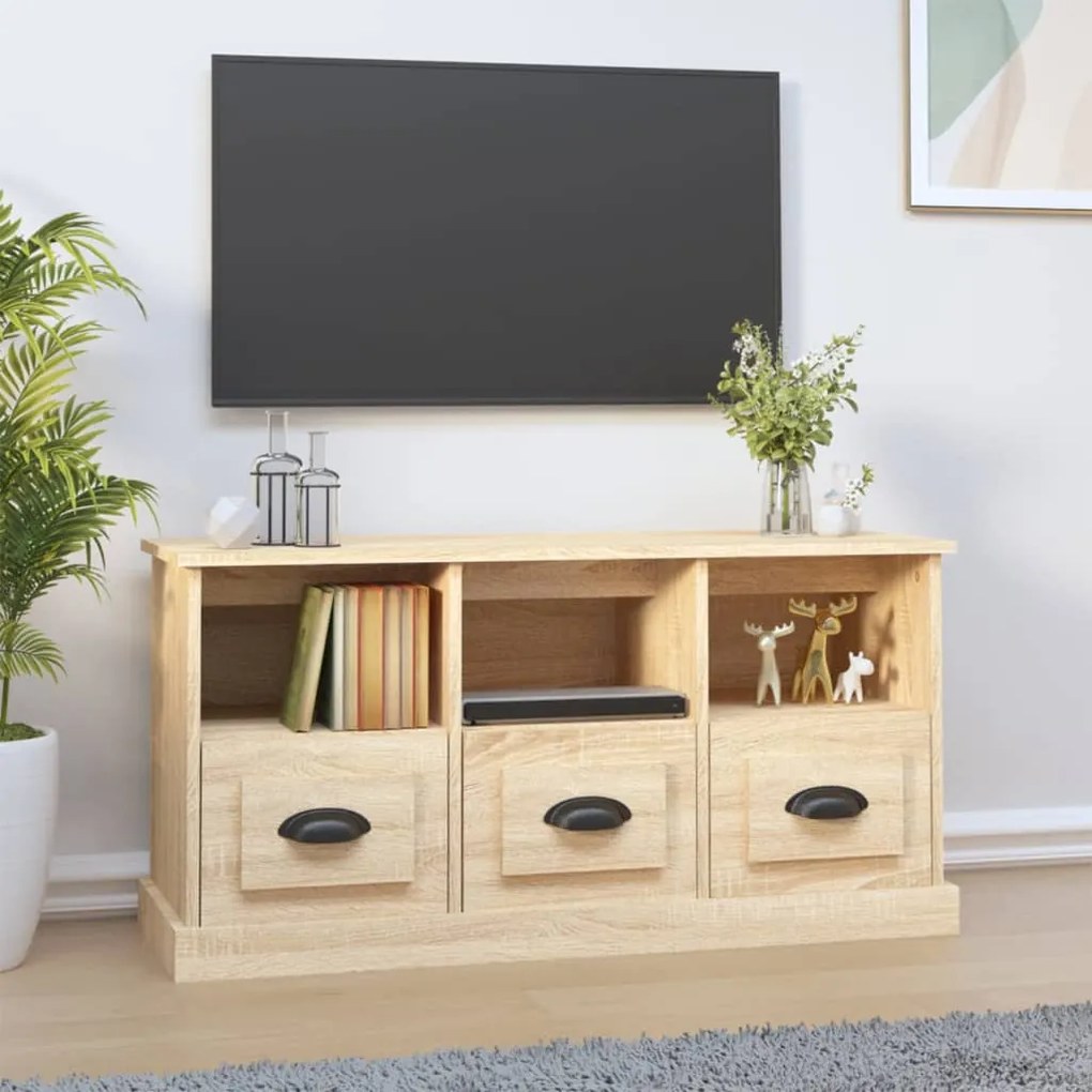 Mobile Per Tv Rovere Sonoma 100x35x50 Cm İn Legno Multistrato /