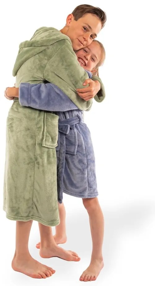 Accappatoio per bambini blu in micropile 134-140 Delux – Tiseco Home Studio