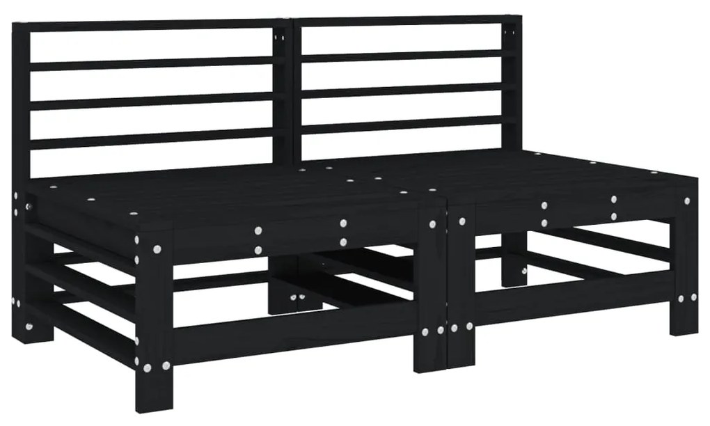 Set Salotto da Giardino 4 pz Nero in Legno Massello di Pino