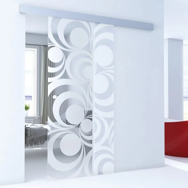 Porta scorrevole reversibile Hypnotique in alluminio trasparente, L 96 x H 215 cm, con binario Alu/vetro