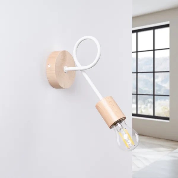 Sollux SL.1473 - Applique EMBER 1xE27/15W/230V bianco/beige/faggio