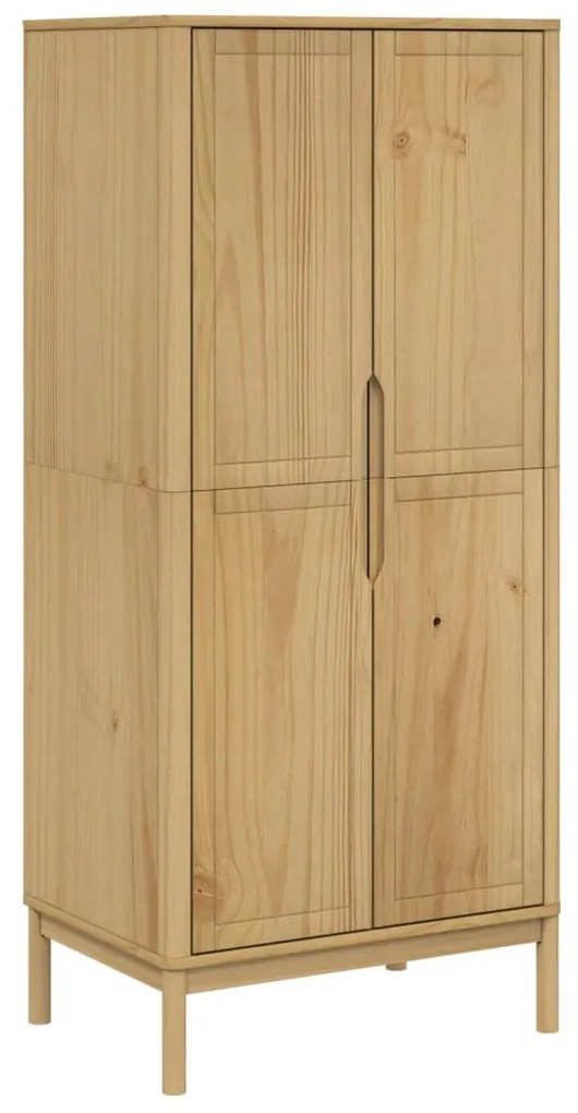 Armadio floro marrone cera 77x53x171 cm legno massello di pino