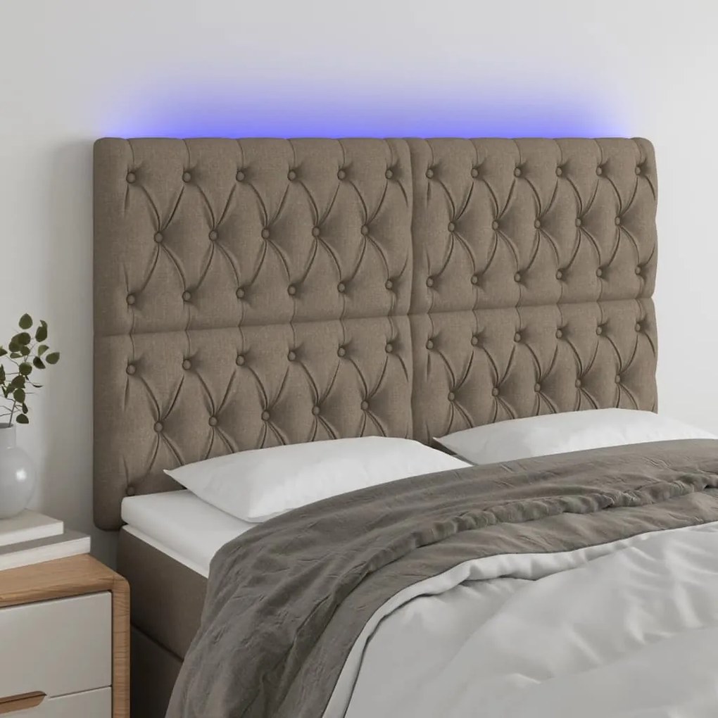 Testiera A Led Tortora 144x7x118/128 Cm İn Tessuto /