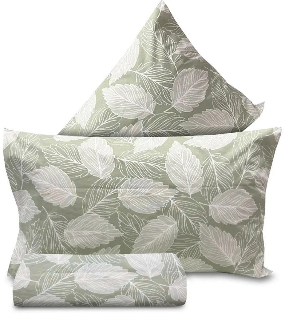 Parure copripiumino matrimoniale foglie Acanto salvia SmartDecoHome