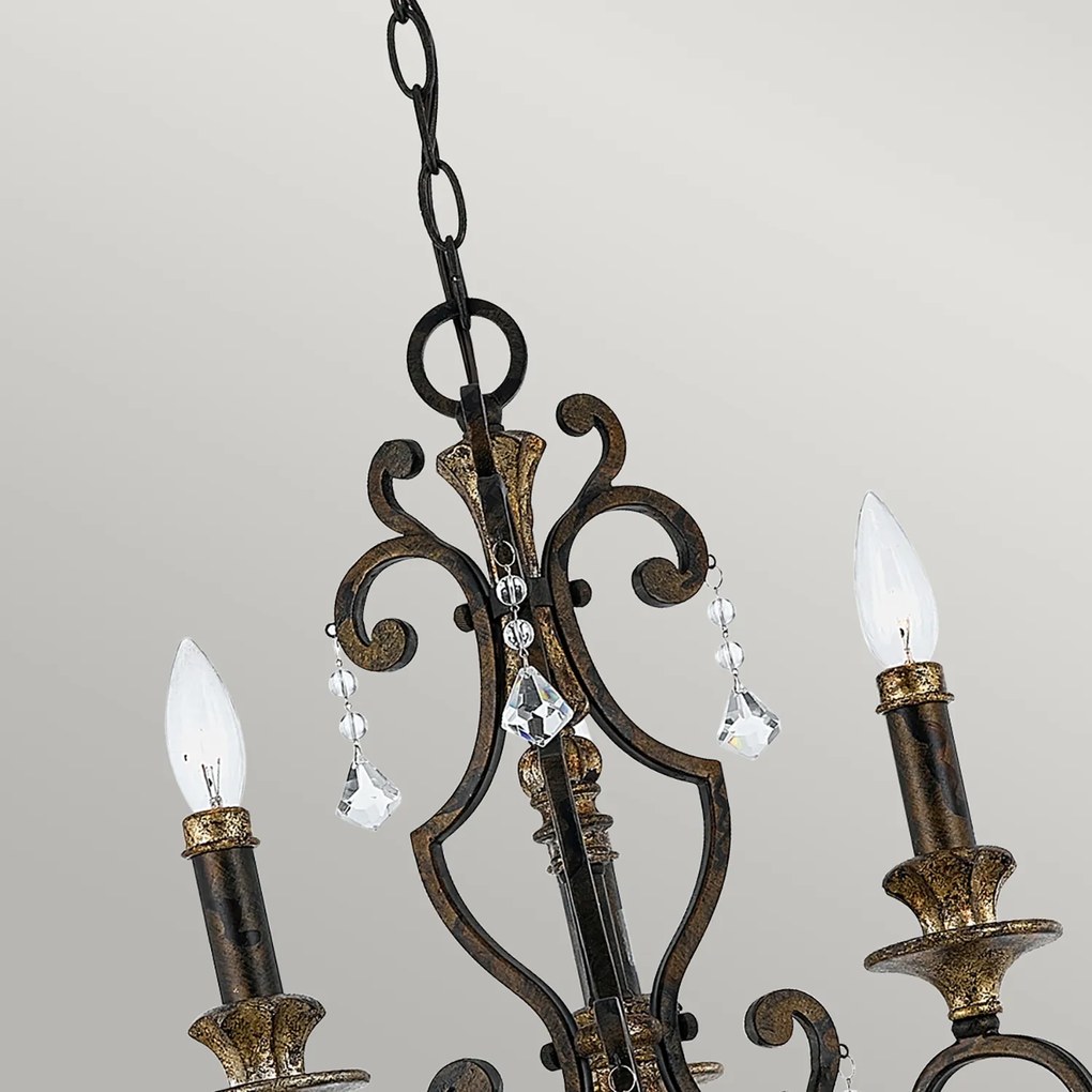 Lampadario Classico Marquette Acciaio Bronzo Heirloom 3 Luci E14